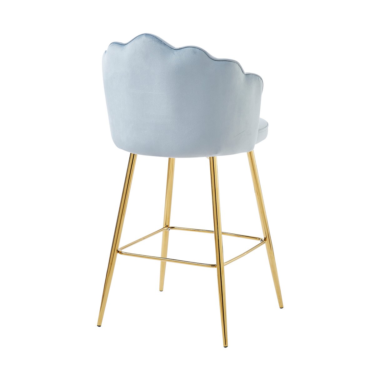 Set of 2 shell design bar stools in light gray velvet