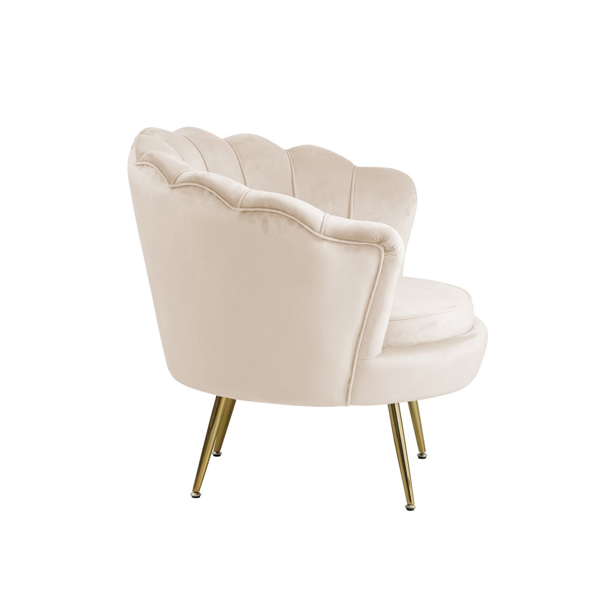 Shell armchair in beige velvet