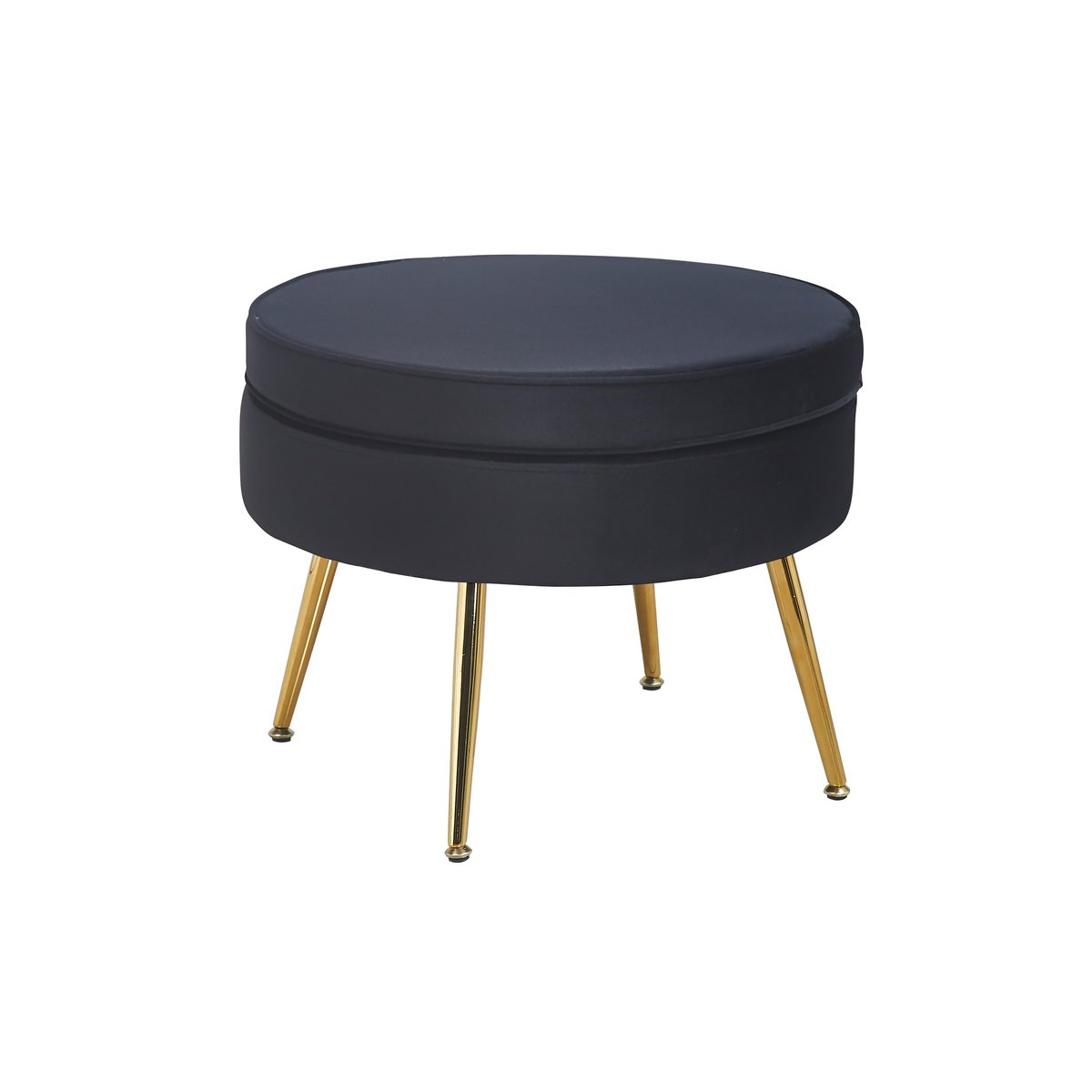 Round pouf in black velvet