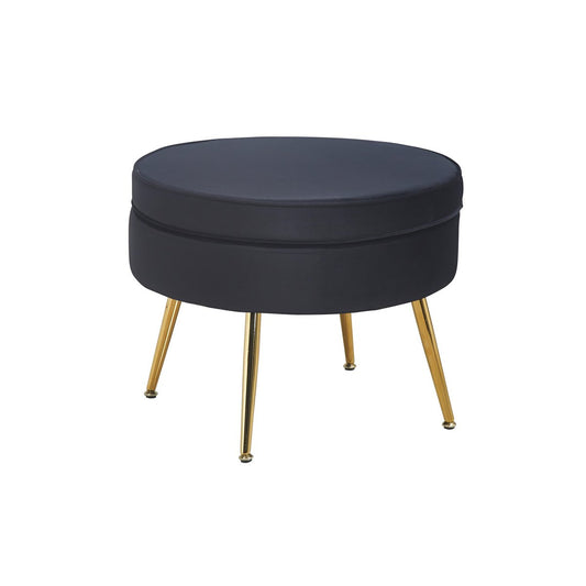 Round pouf in black velvet