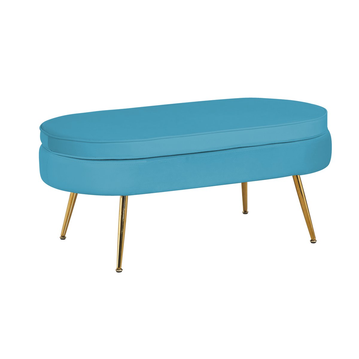 Pouf oval made of blue velvet