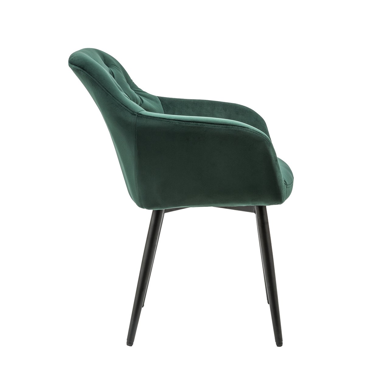 Green velvet armchair