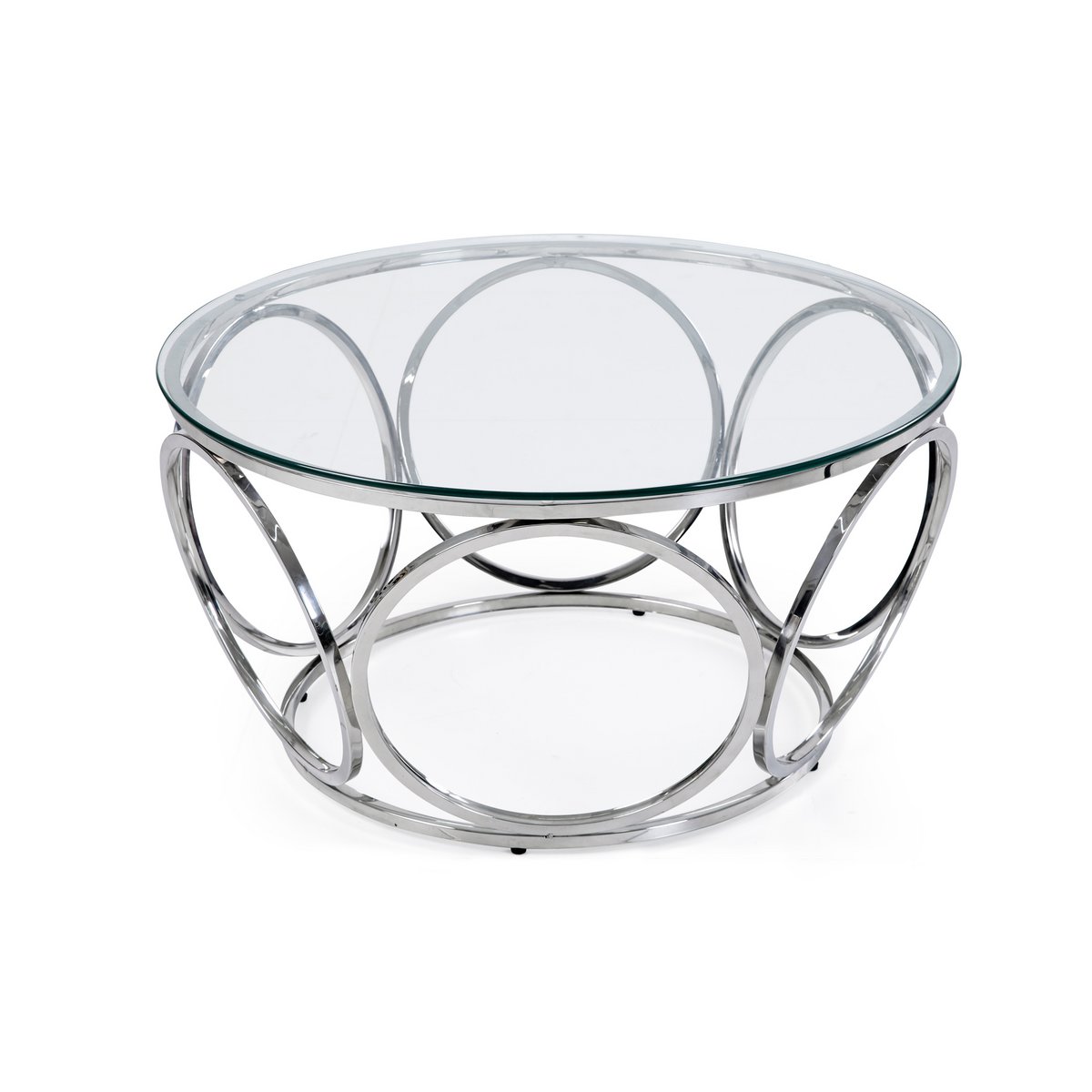 Couchtisch Ø 80 cm Silber/Klarglas