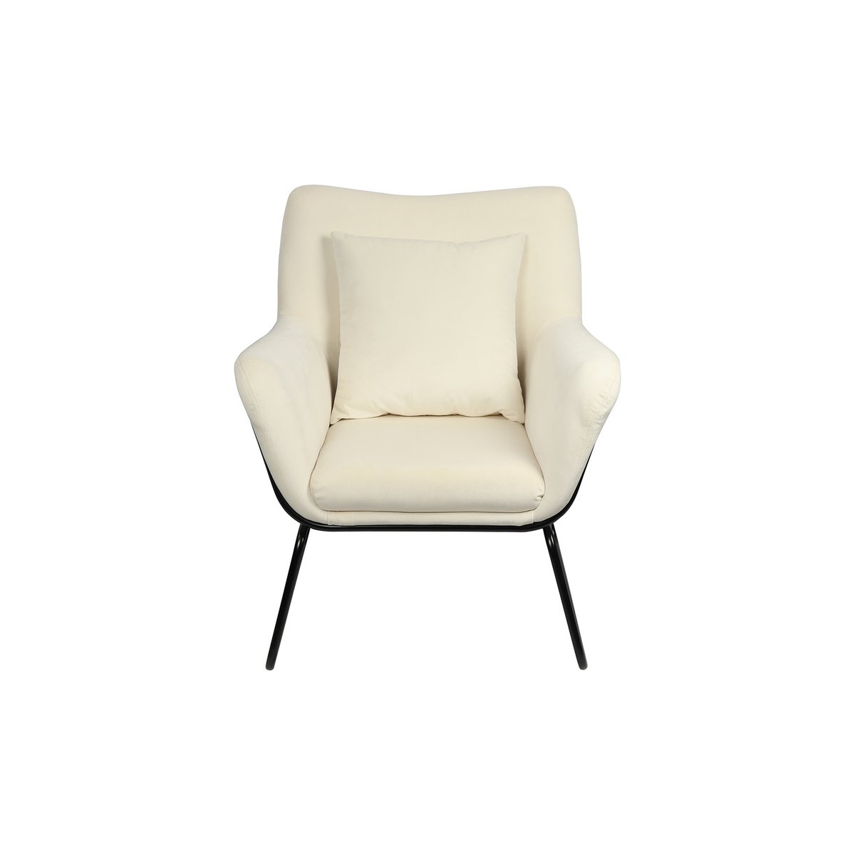 Lounge chair upholstered in beige velvet
