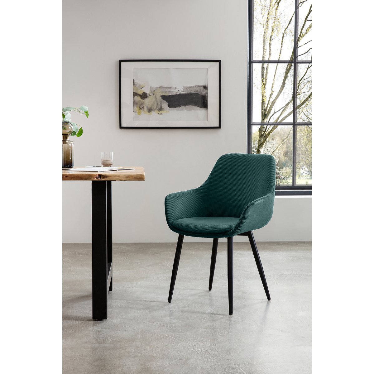Set of 2 Corduroy Armchairs Green
