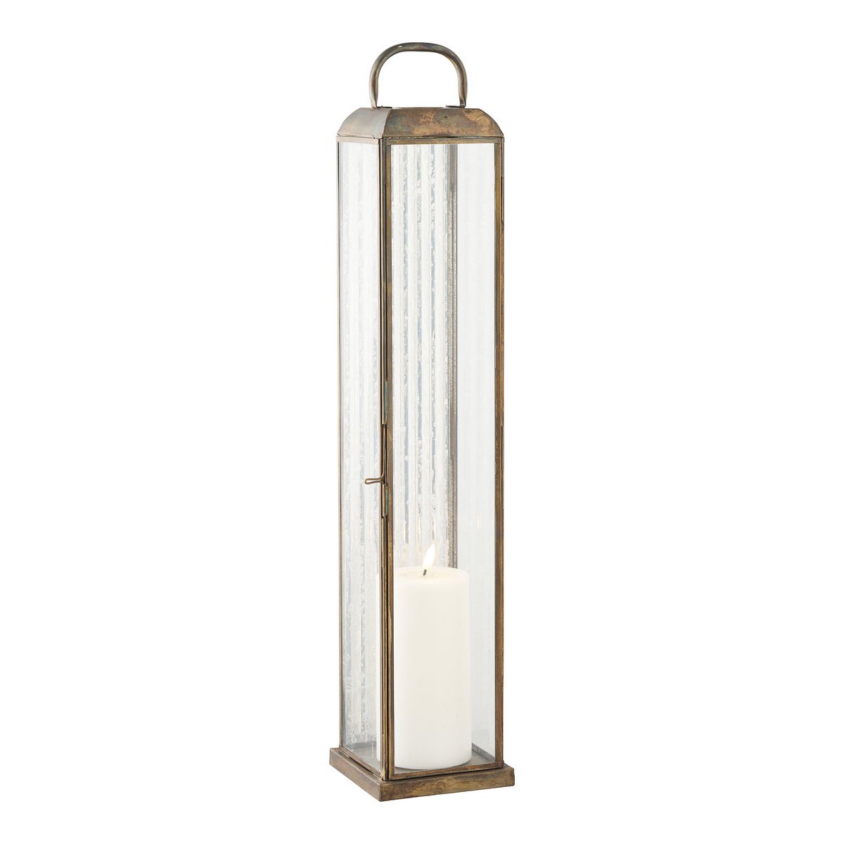 Herslev Laterne, Glas/Metall, Antik-Messing-Optik, 12x12x60 cm