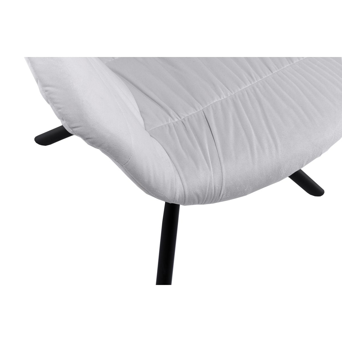 Armchair with honeycomb quilting in light gray velvet