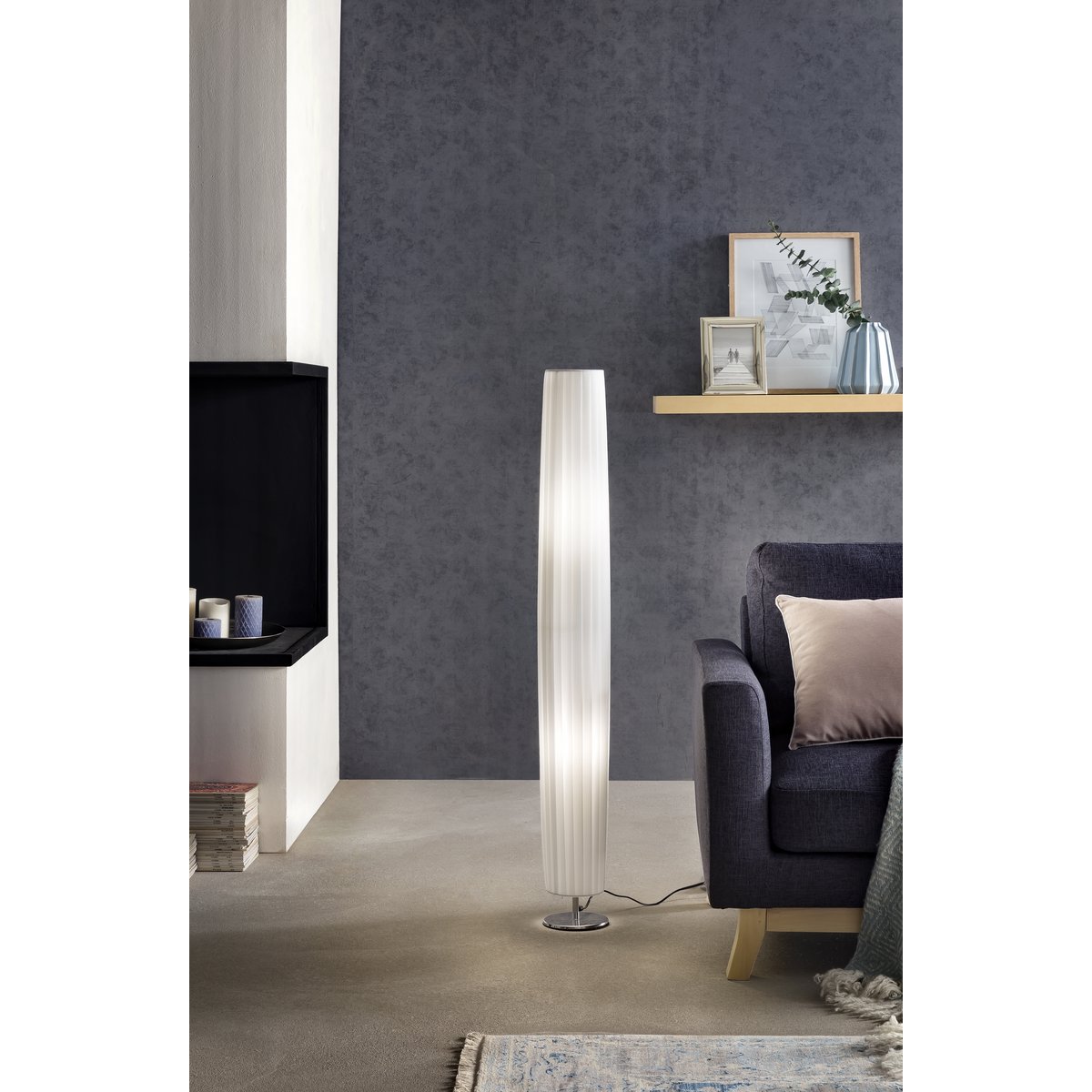 Floor lamp 120 cm round white, chrome