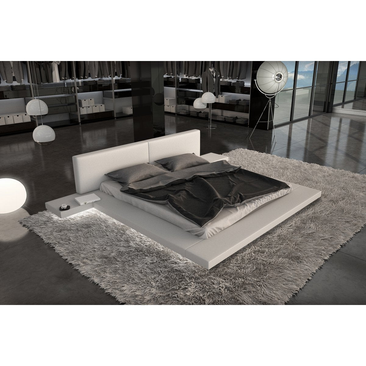 Upholstered bed 140x200 cm white faux leather look