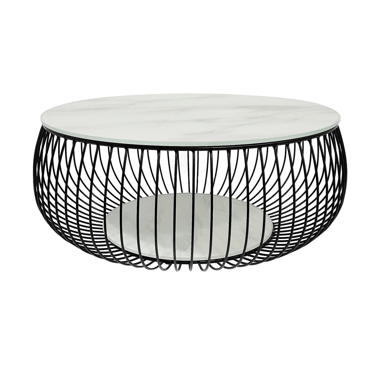 Couchtisch Ø 86 cm Schwarz/Weiß