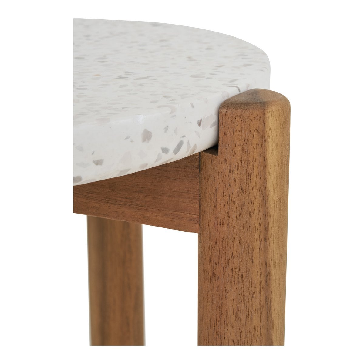 Terracina Side Table - Natural/Weiß, Acacia/Terrazzo, Ø37x46 cm