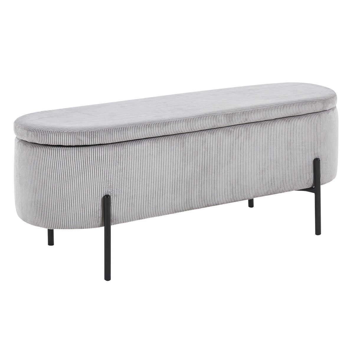 Bed bench with storage space function light gray