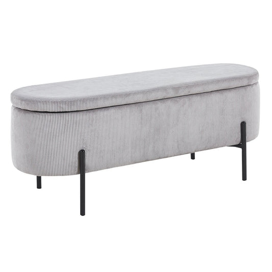 Bed bench with storage space function light gray