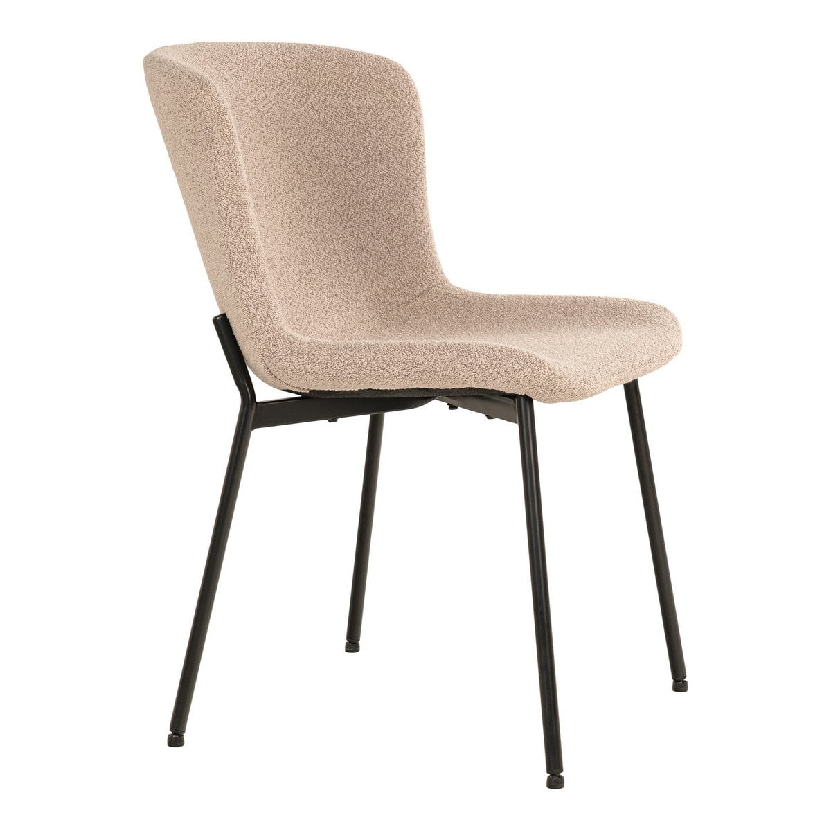 Maceda Esszimmerstuhl – Beige Bouclé, schwarze Beine – 2er-Set