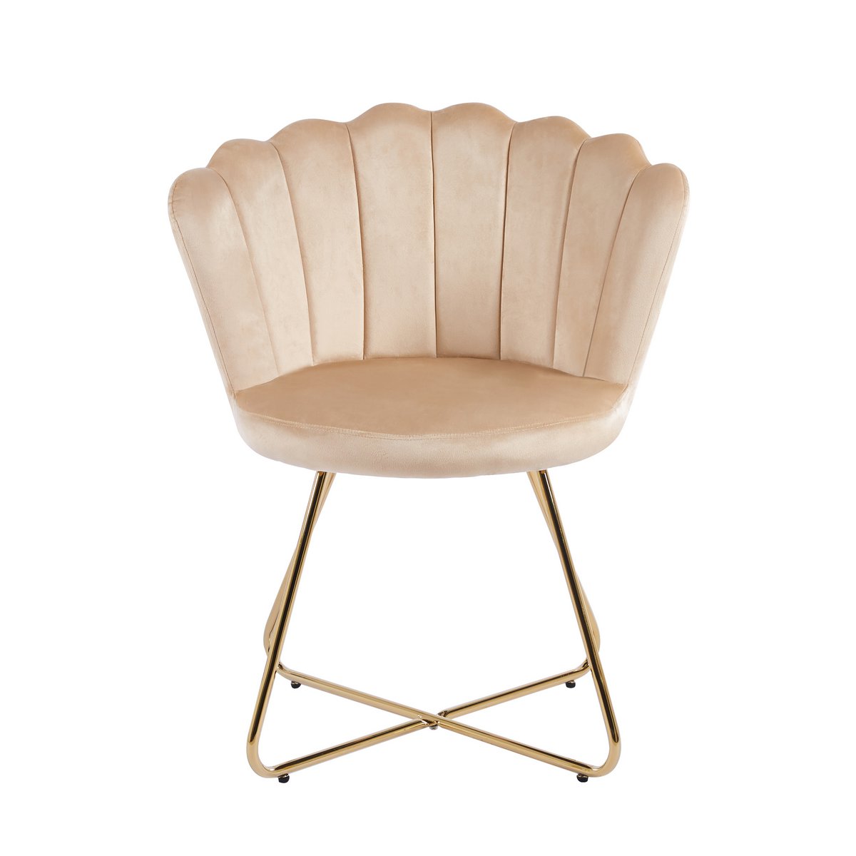 Muschelstuhl aus Samt 2er Set Beige