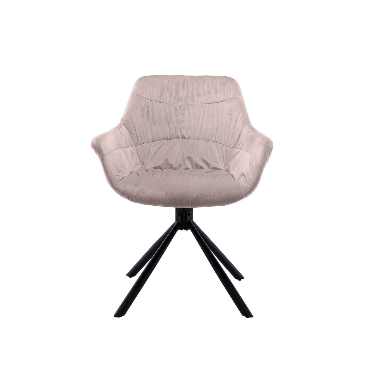 Armchair with honeycomb quilting in rose velvet
