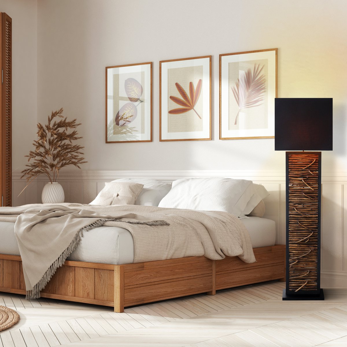 Floor lamp driftwood natural/black 163 cm
