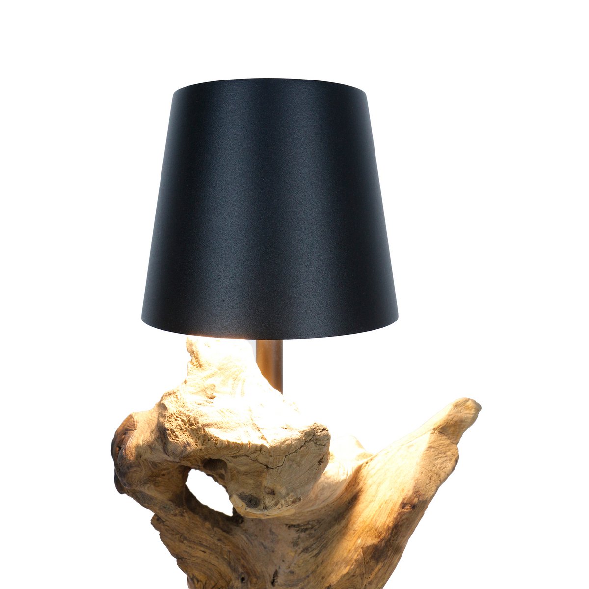 Tischleuchte 29 cm Natur/Schwarz mit LED-Akku