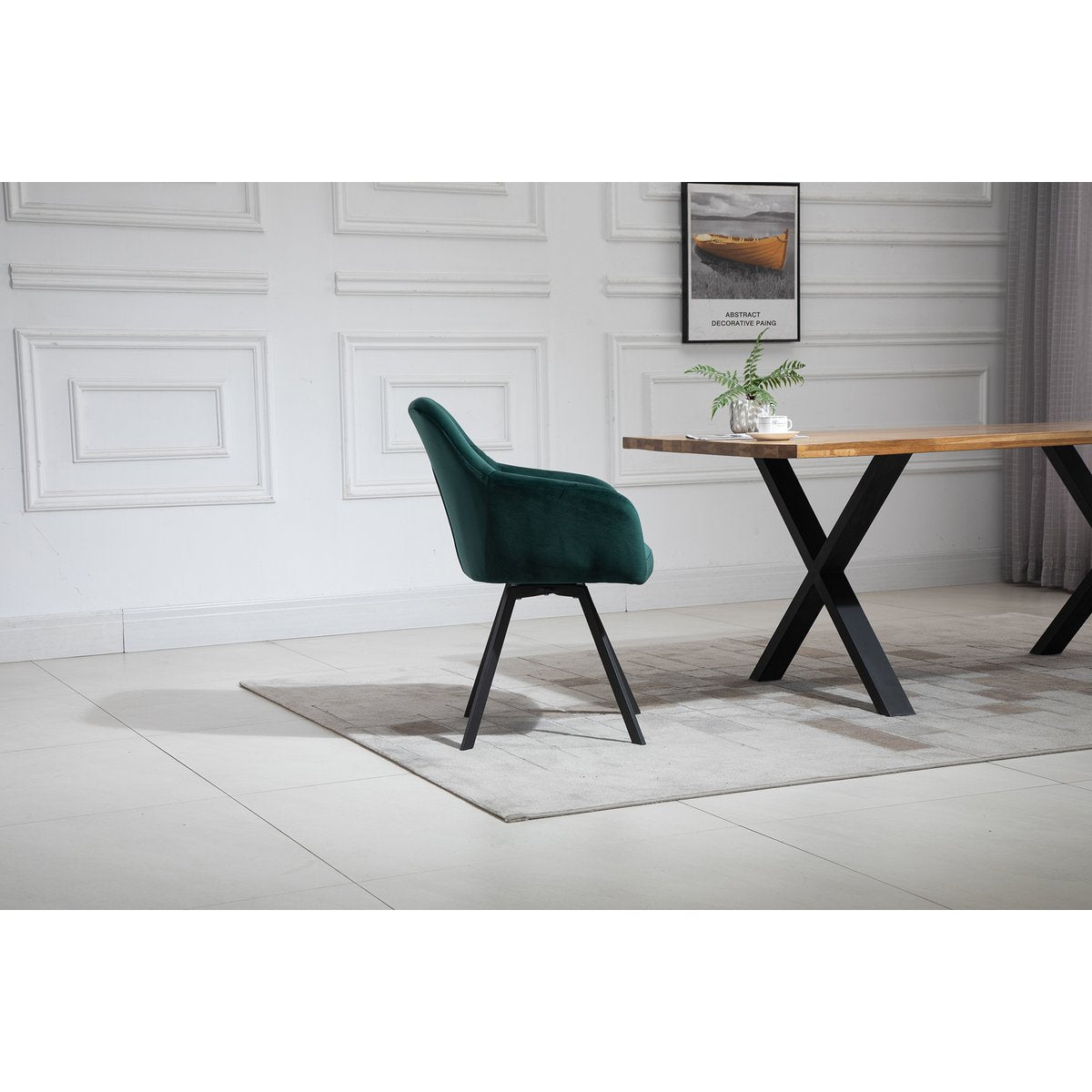 Armchair with 360° swivel function fir green