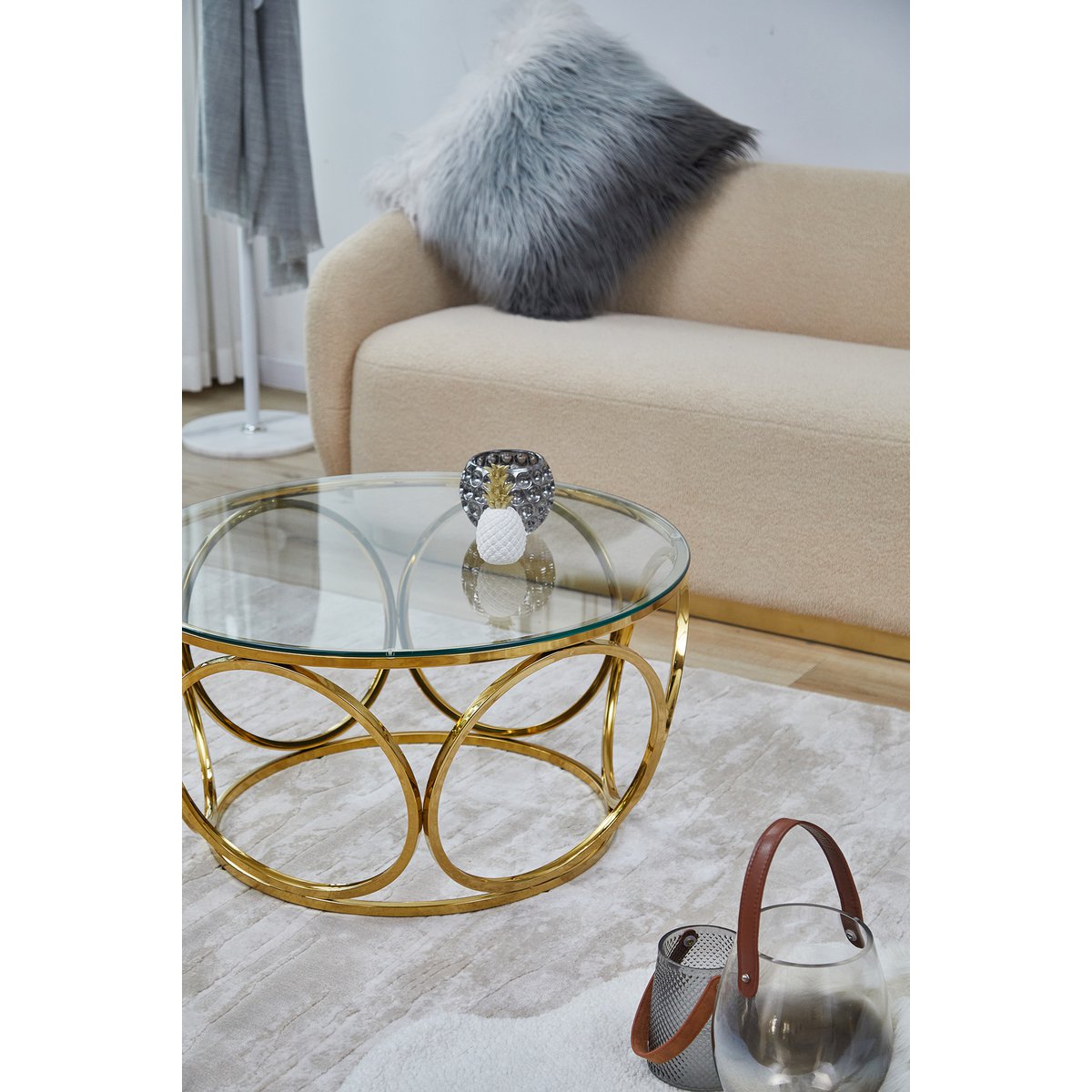 Coffee table Ø 80 cm gold/clear glass