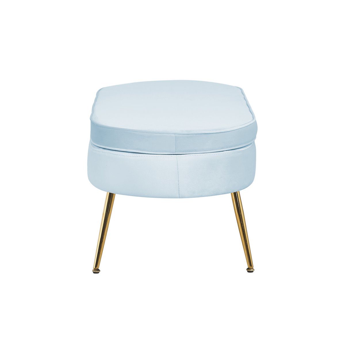 Pouf oval in light gray velvet