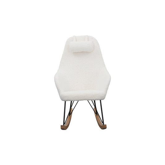 White teddy fur rocking chair