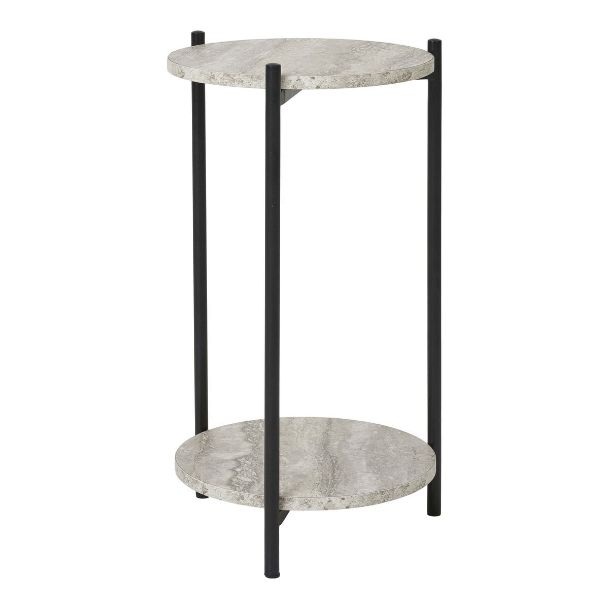 Leuven Beistelltisch - Schwarz/Beige, Stahl, MDF, Ø27x46cm