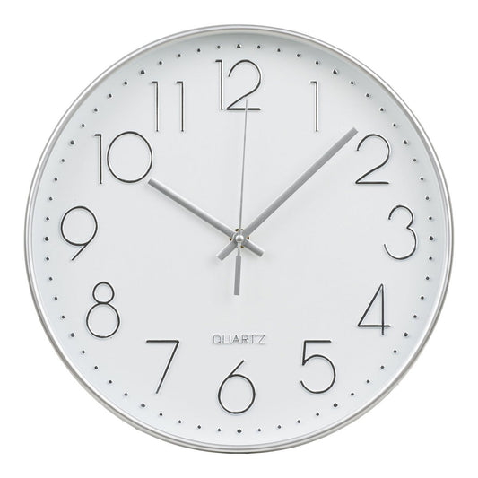 Lalibela Wanduhr, Silber, geräuschloses Uhrwerk, ø30 cm