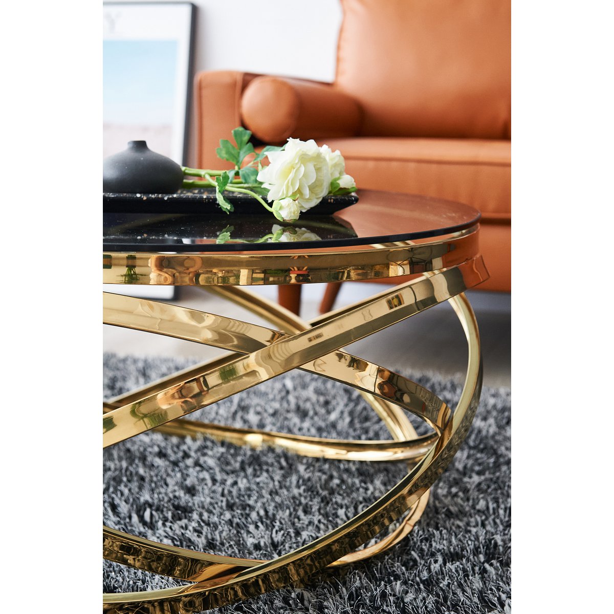 Couchtisch Gold/Grau Ø 80 cm