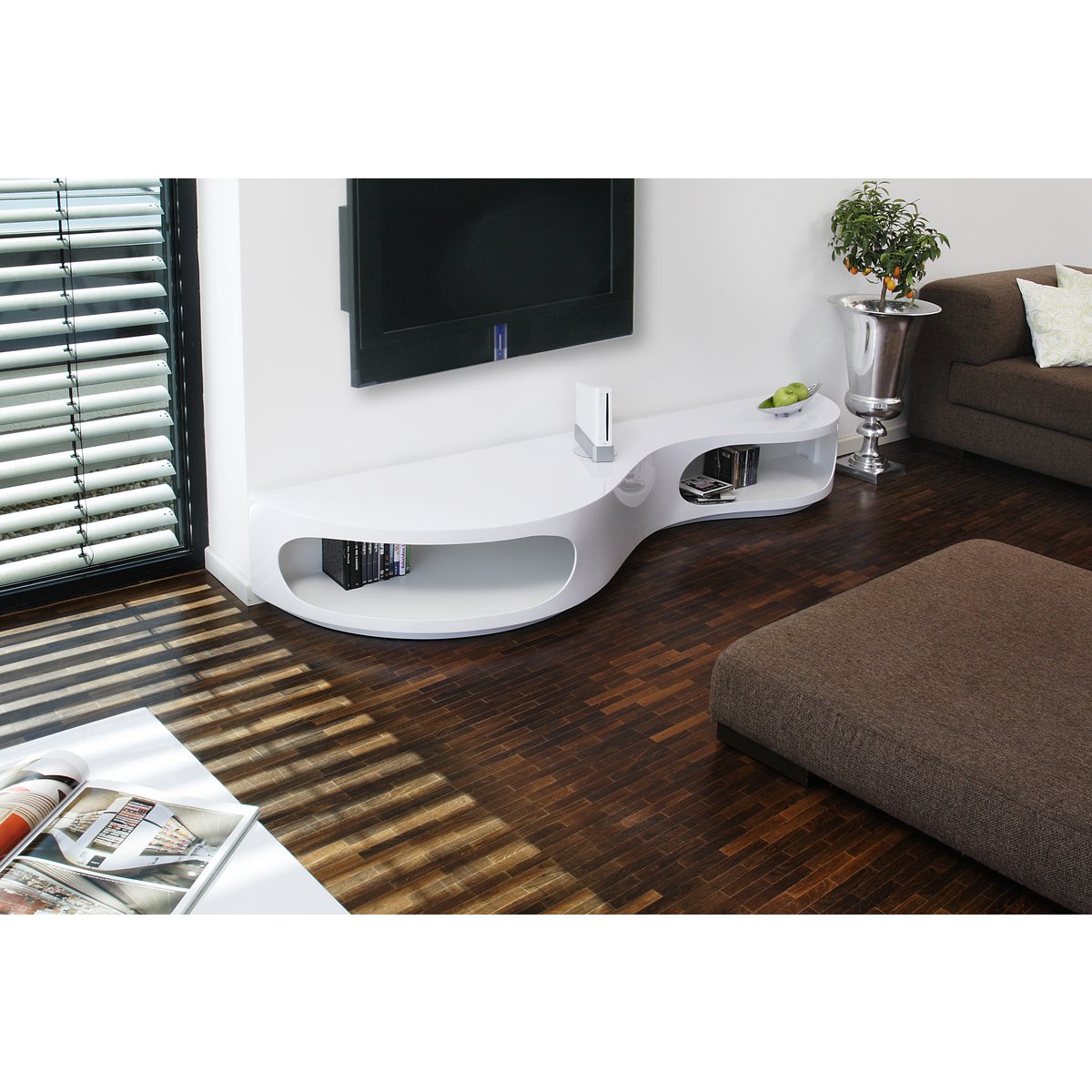 Low board 200x50x30 cm white