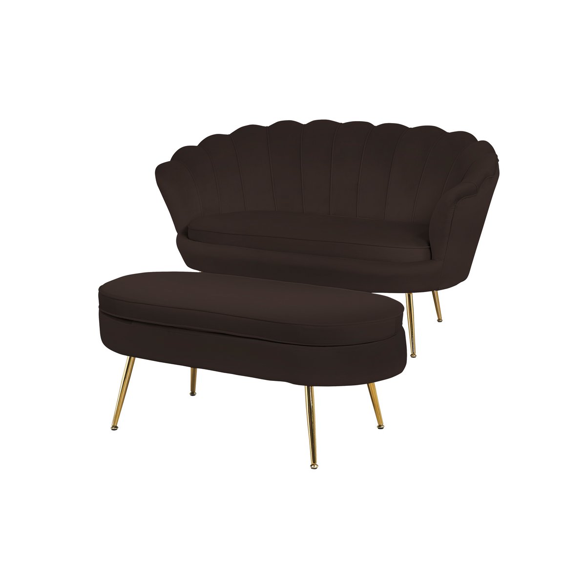 Black velvet oval pouf