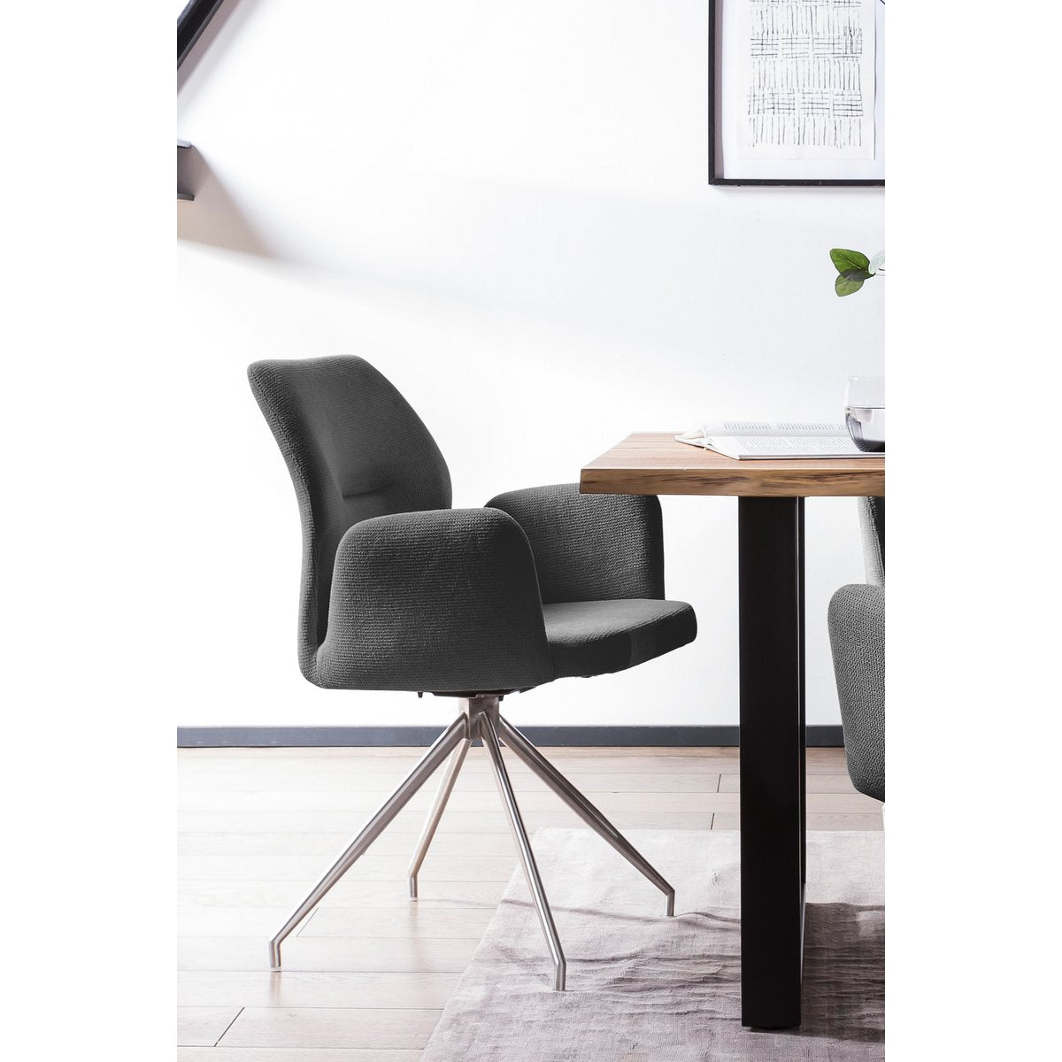 Armchair with 180° rotation function, dark gray, seat with pocket spring core