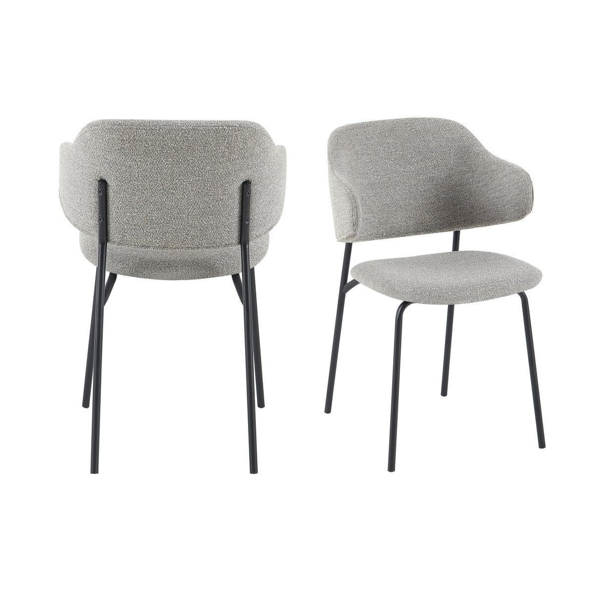 Bouclé armchair set of 2 light gray
