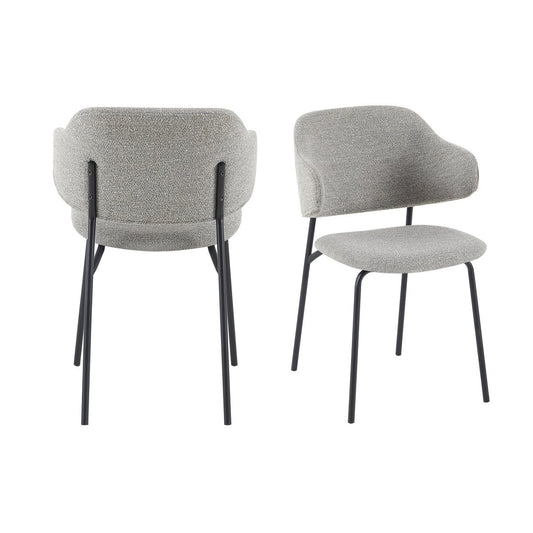 Bouclé armchair set of 2 light gray