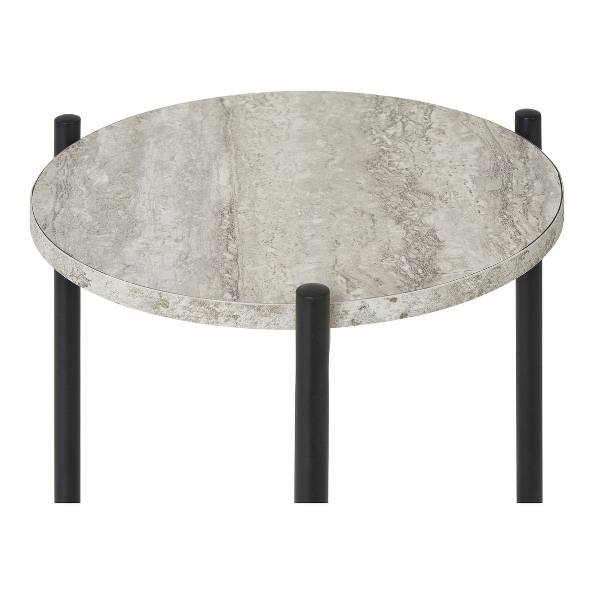 Leuven Beistelltisch - Schwarz/Beige, Stahl, MDF, Ø27x46cm