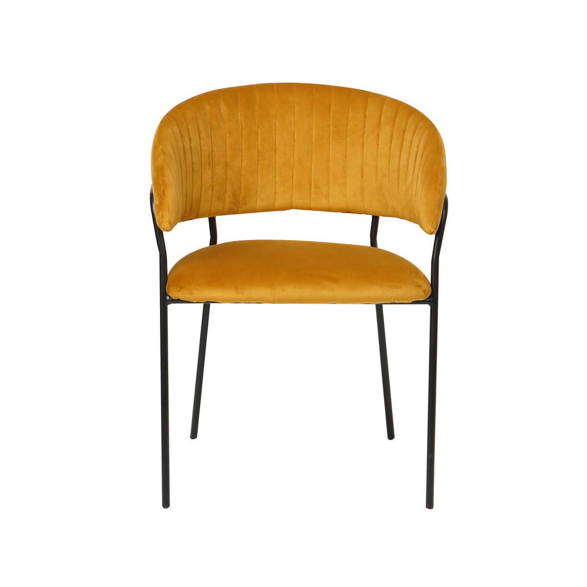 Yellow velvet chair with quilted back