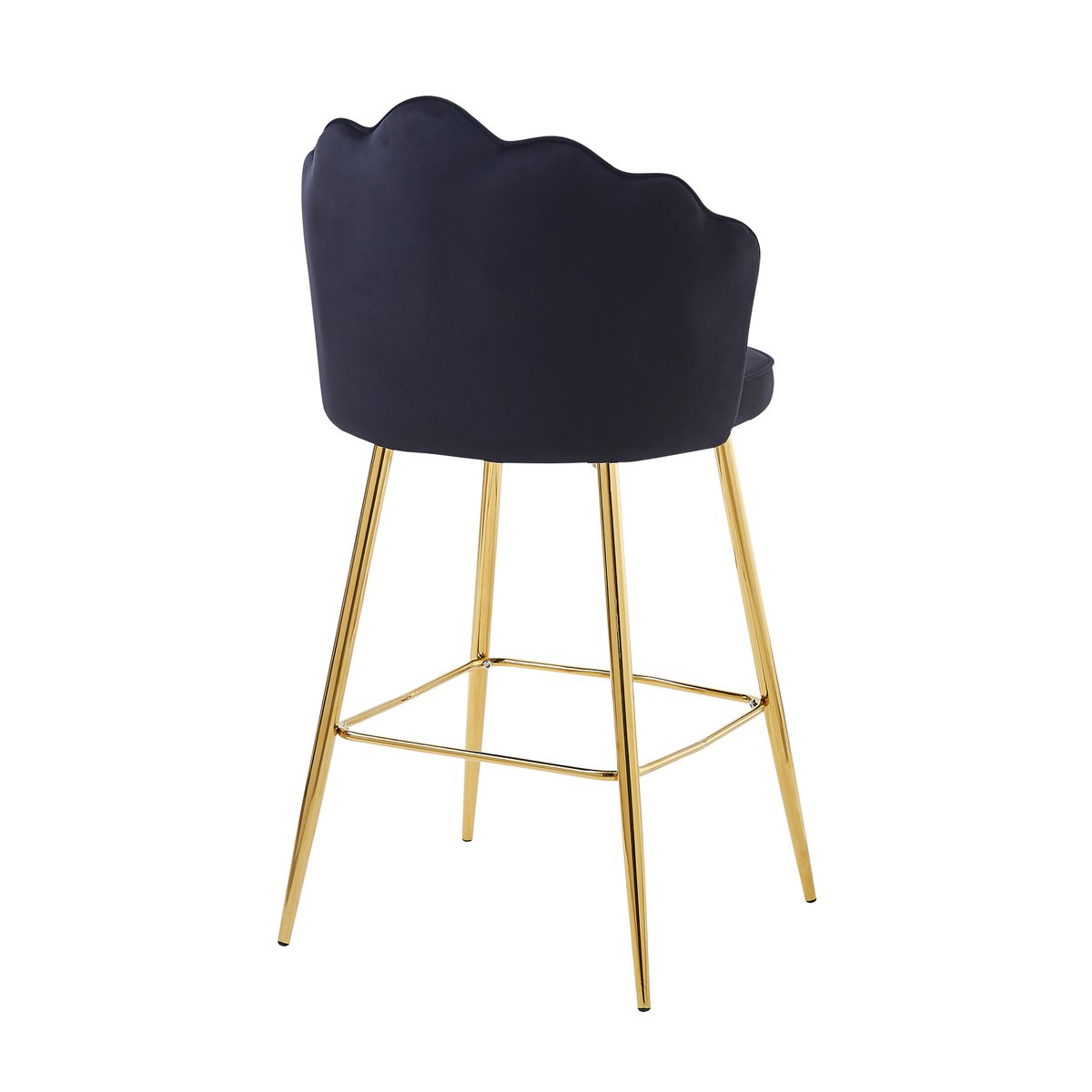Set of 2 shell design bar stools in black velvet