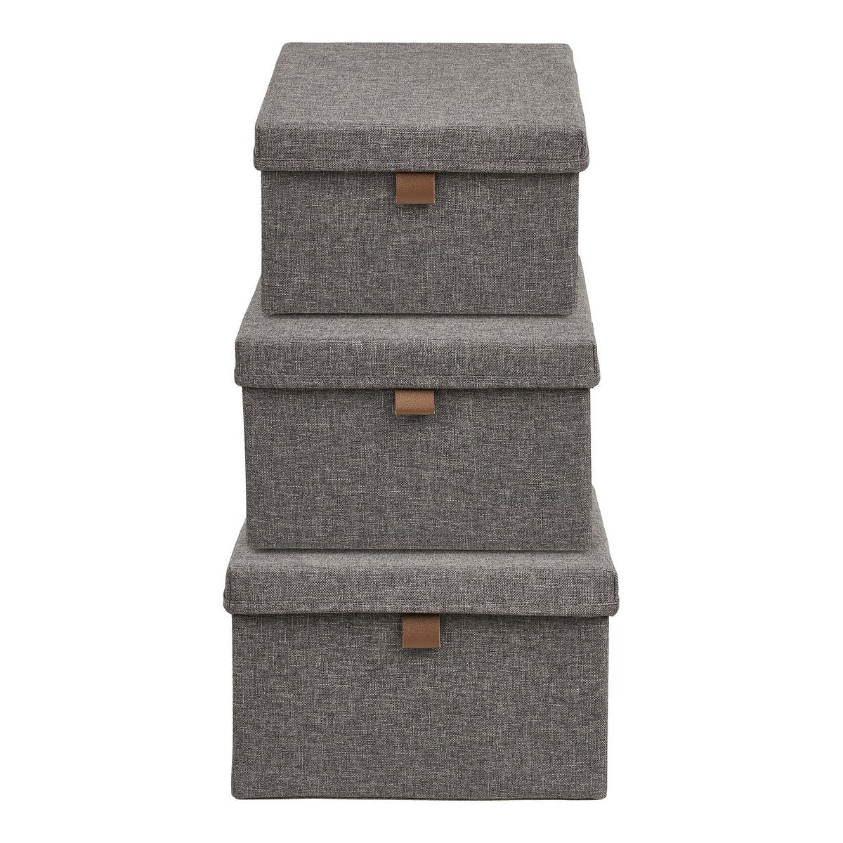 Noto Aufbewahrungsboxen, Textil, dunkelgrau, 3er-Set