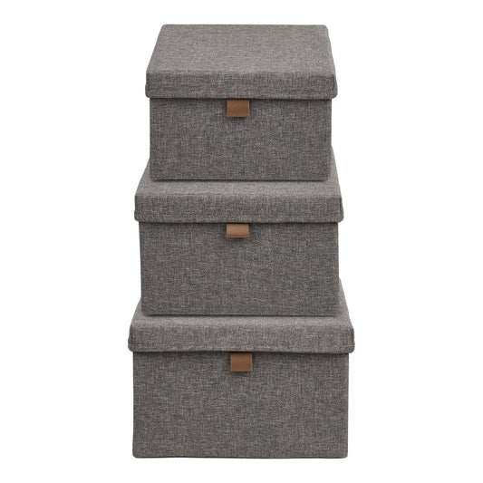 Noto Aufbewahrungsboxen, Textil, dunkelgrau, 3er-Set