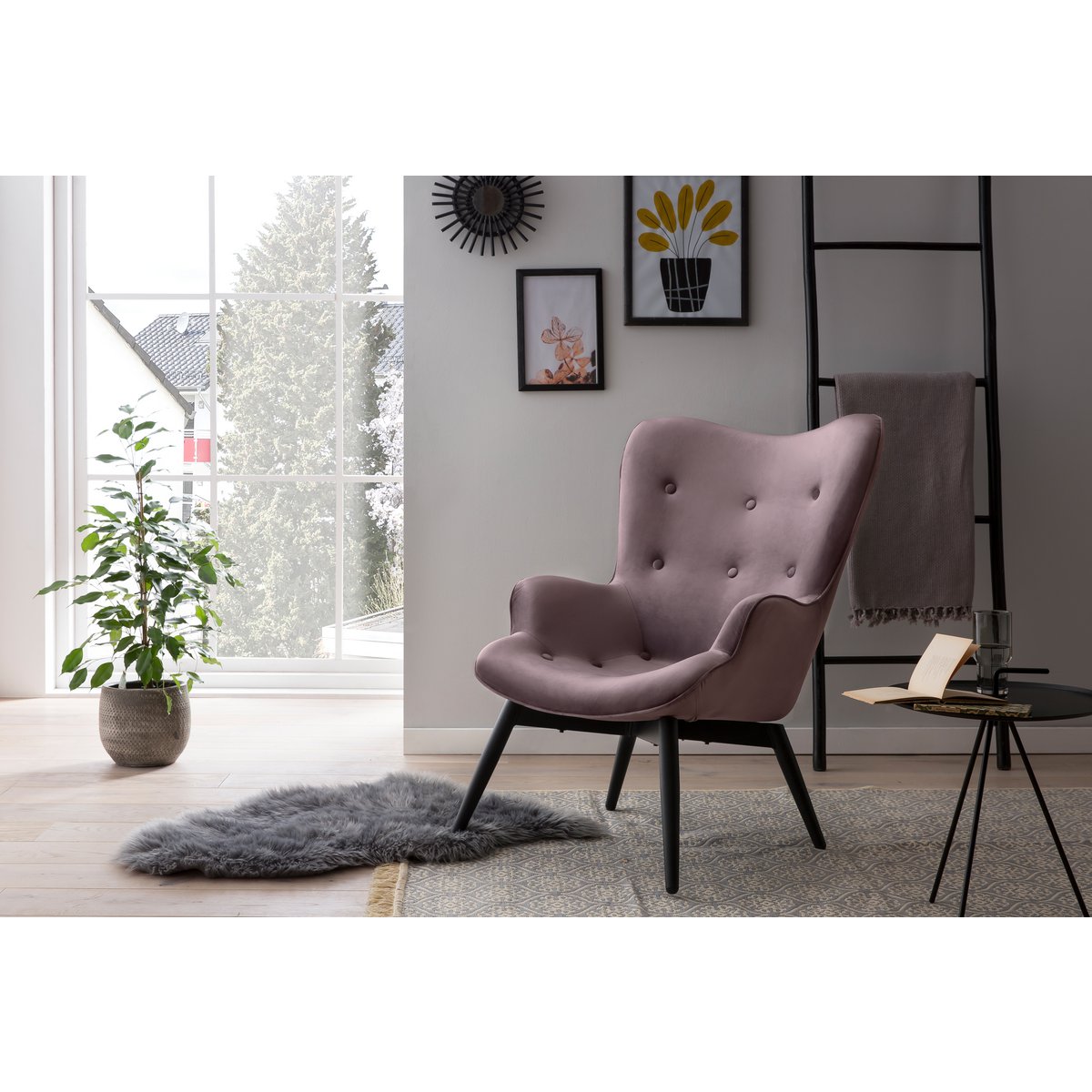 Armchair rose velvet
