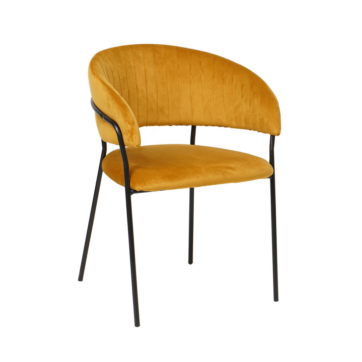 Yellow velvet chair with quilted back