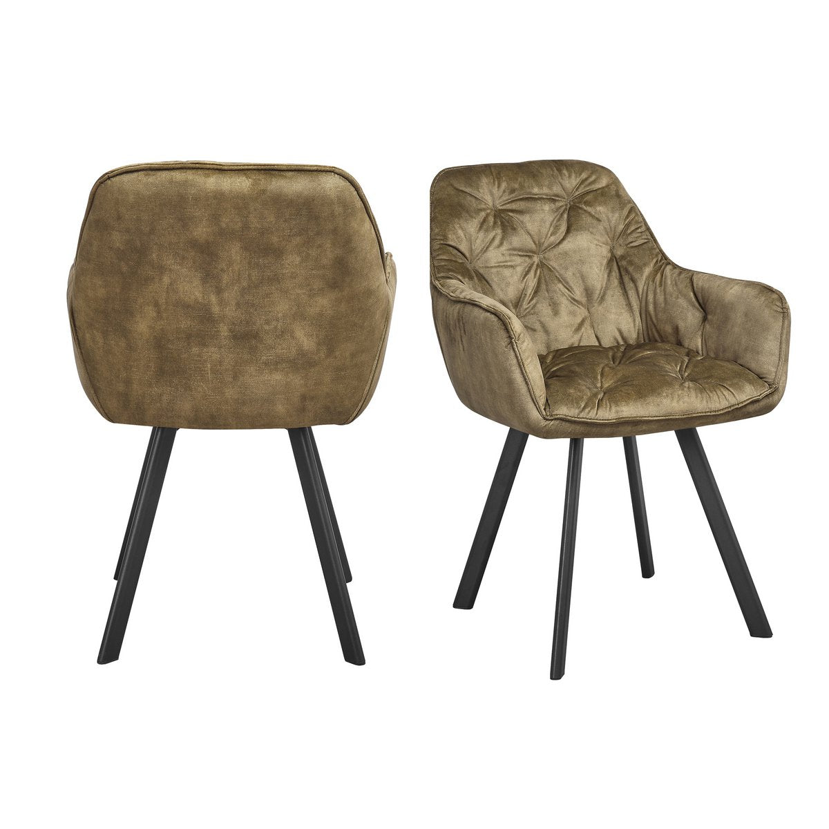 Dining room chair set of 2 vintage velvet velor green