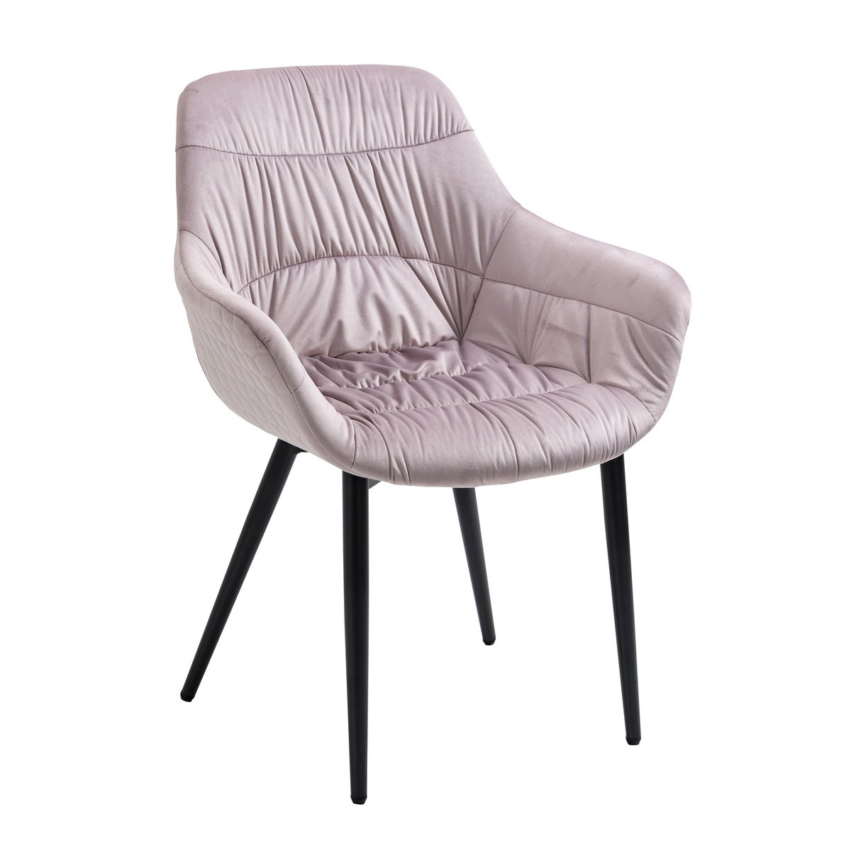 Armchair with honeycomb quilting in rose velvet