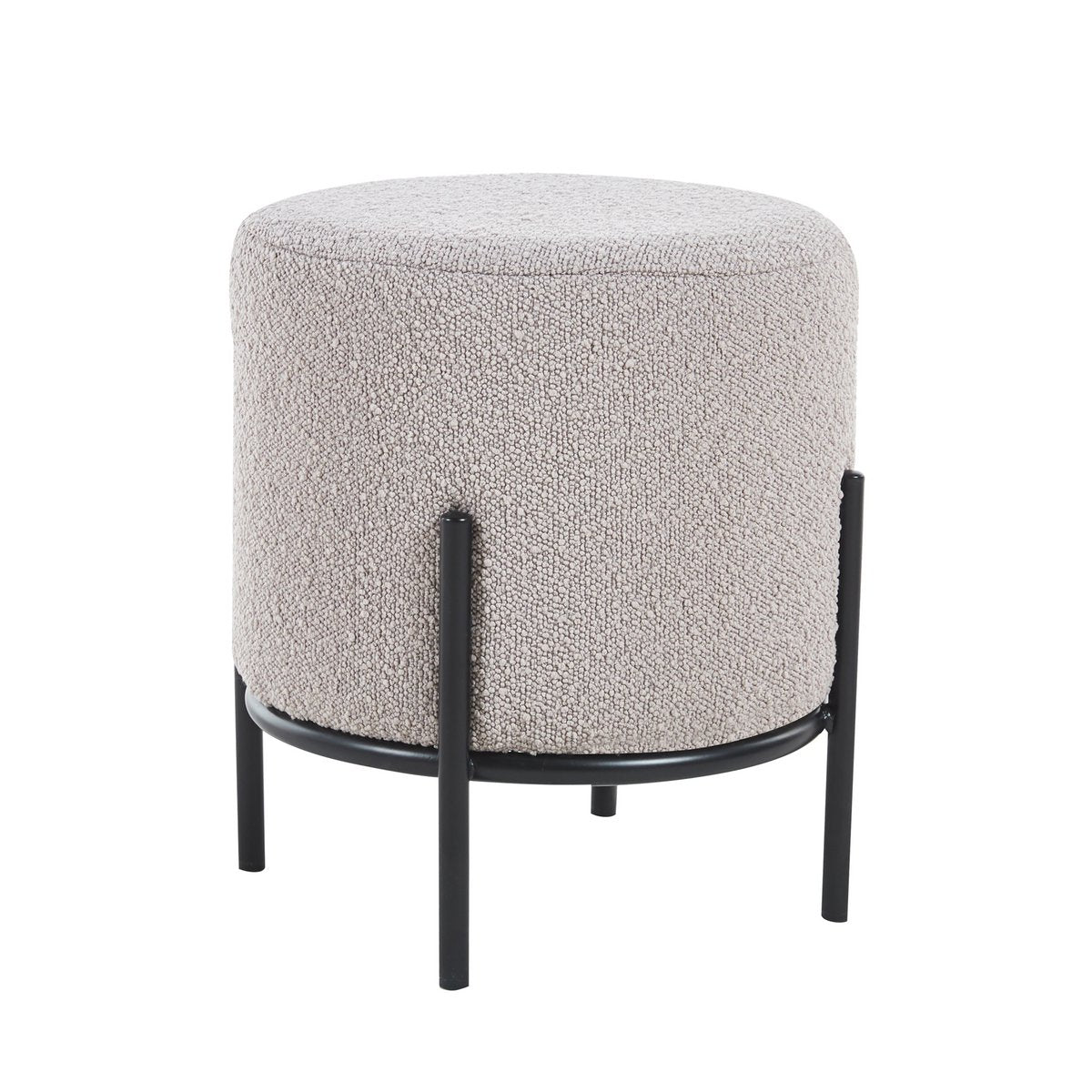 Polsterhocker Ø35 cm Bouclé Stoff Taupe