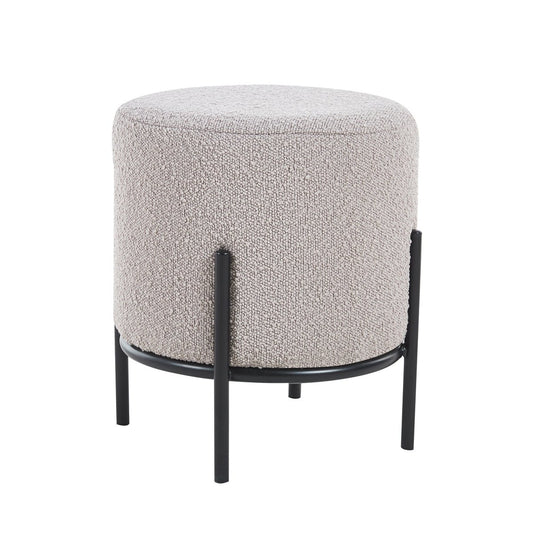 Polsterhocker Ø35 cm Bouclé Stoff Taupe