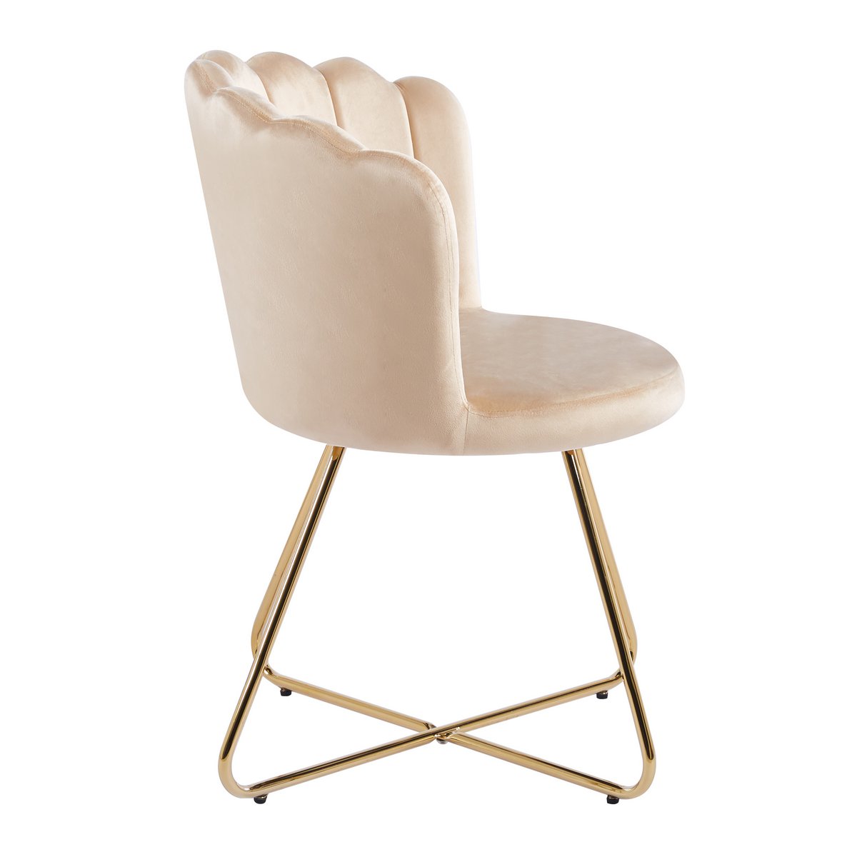 Muschelstuhl aus Samt 2er Set Beige