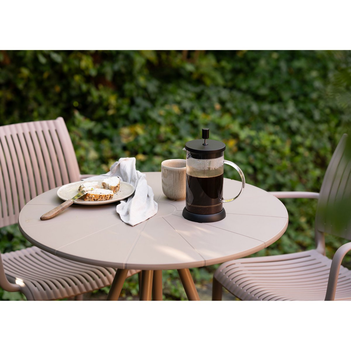 Barletta Bistrotisch, Polypropylen/Stahl, Taupe, ø70x73,5 cm