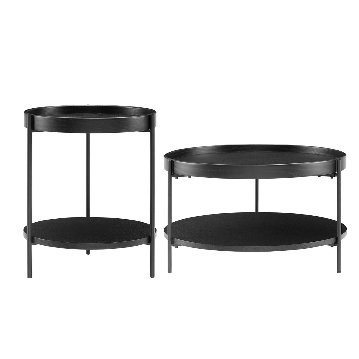 Coffee table set of 2 black