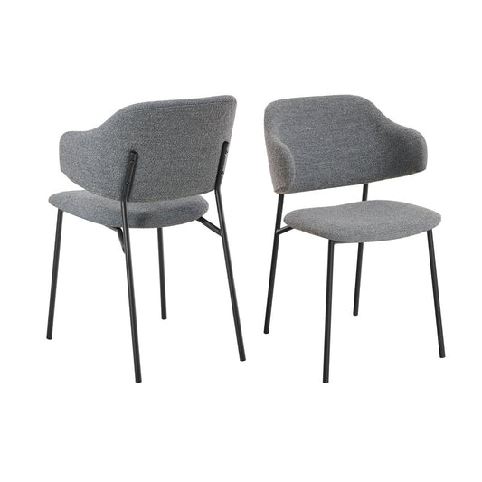 Bouclé armchair set of 2 dark gray