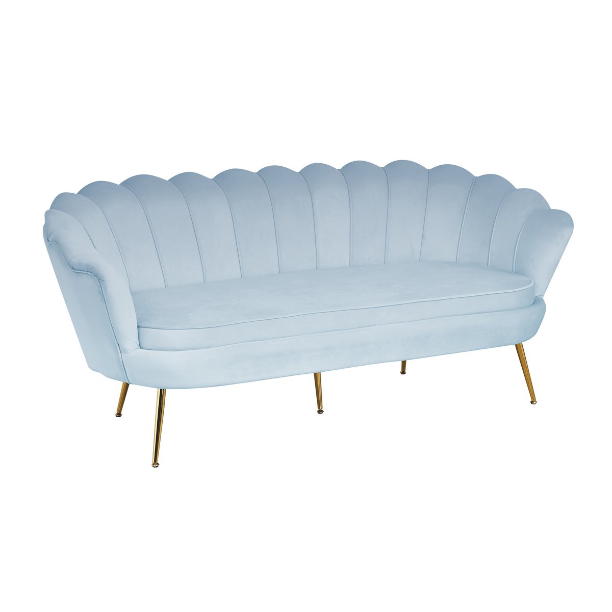 3 seater shell sofa in light gray velvet